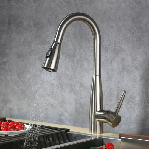 Brushed Nickel Brass Kitchen Faucet 5