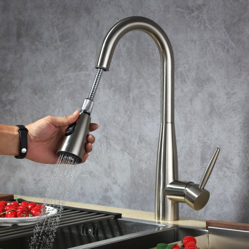 Brushed Nickel Brass Kitchen Faucet 6