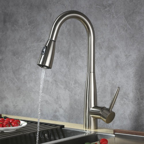 Brushed Nickel Brass Kitchen Faucet 2
