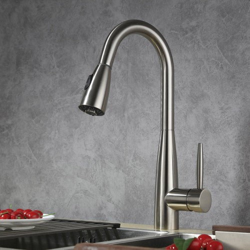 Brushed Nickel Brass Kitchen Faucet 1