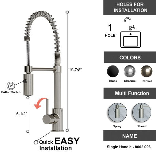 Brushed Nickel Brass Kitchen Faucet 9