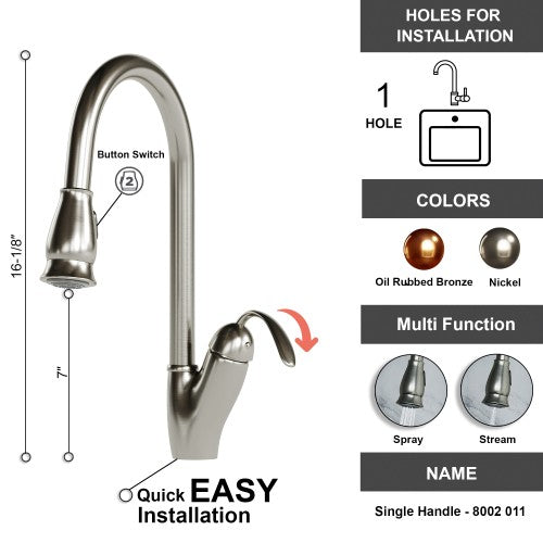 Brushed Nickel Brass Kitchen Faucet 7