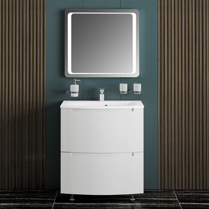 Delux Wood White Glossy Bathroom Vanity White Glossy 2