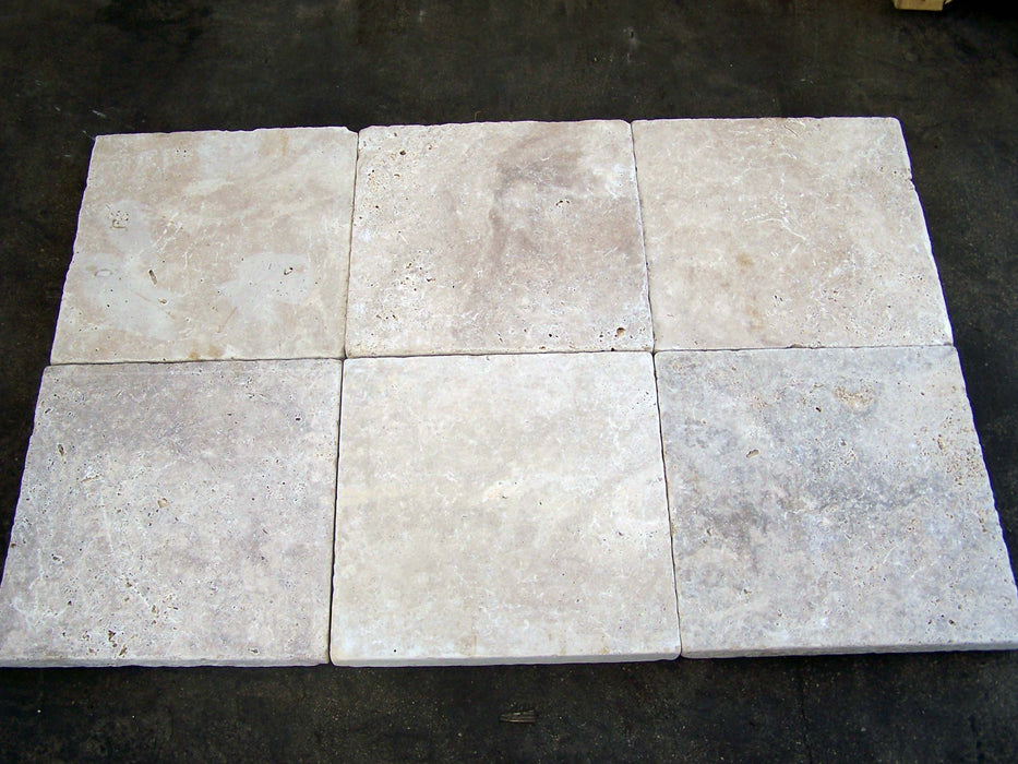 Euro Dark Tumbled Travertine Tile - 8" x 8"