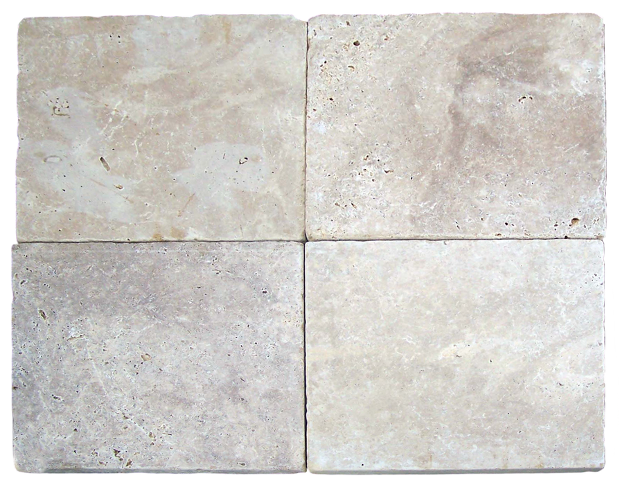 Euro Dark Tumbled Travertine Tile - 8" x 8" x 1/2"