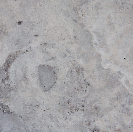 Silver Grey Tumbled Travertine Tile - 16" x 16" x 1/2"