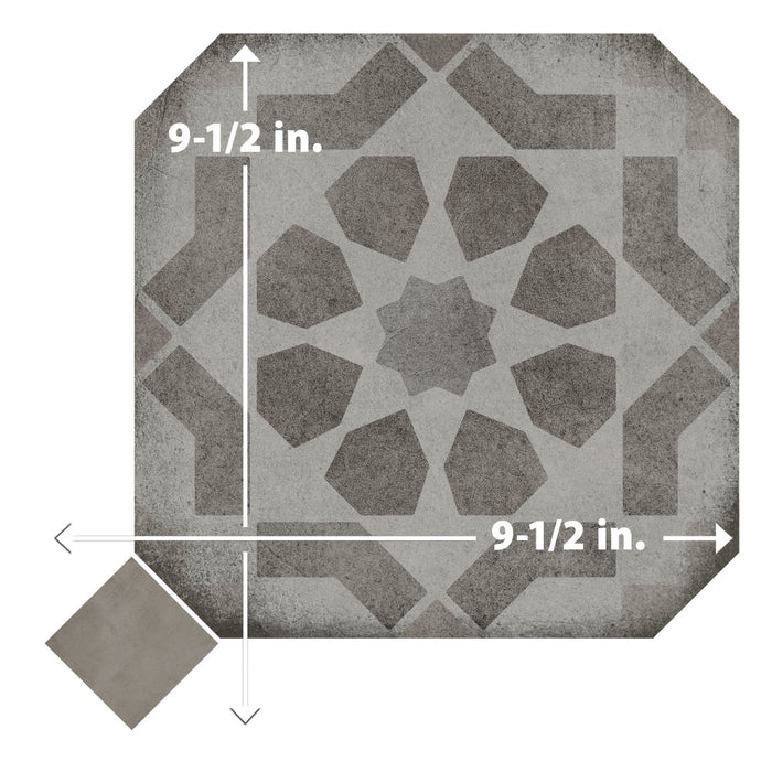 Laverton Porcelain Octagon Deco Sombra with Grafito Tile Matte 9