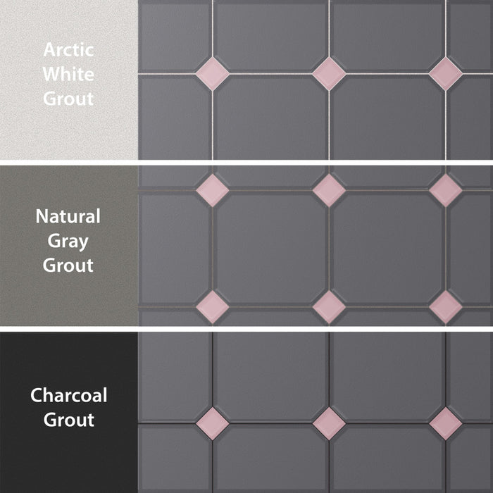 Vaudeville Porcelain Octagon Antracita with Taco Pink Tile Matte 4