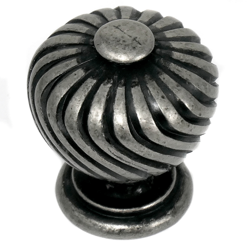 French Twist Zinc Alloy Cabinet Knob Distressed Pewter 3