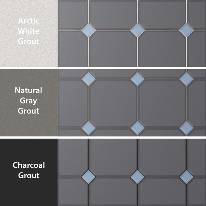 Vaudeville Porcelain Octagon Antracita with Taco Azzuro Tile Matte 4