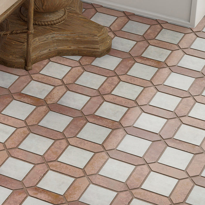 Picket Porcelain Arenta Clay with White Square Tile Matte 6