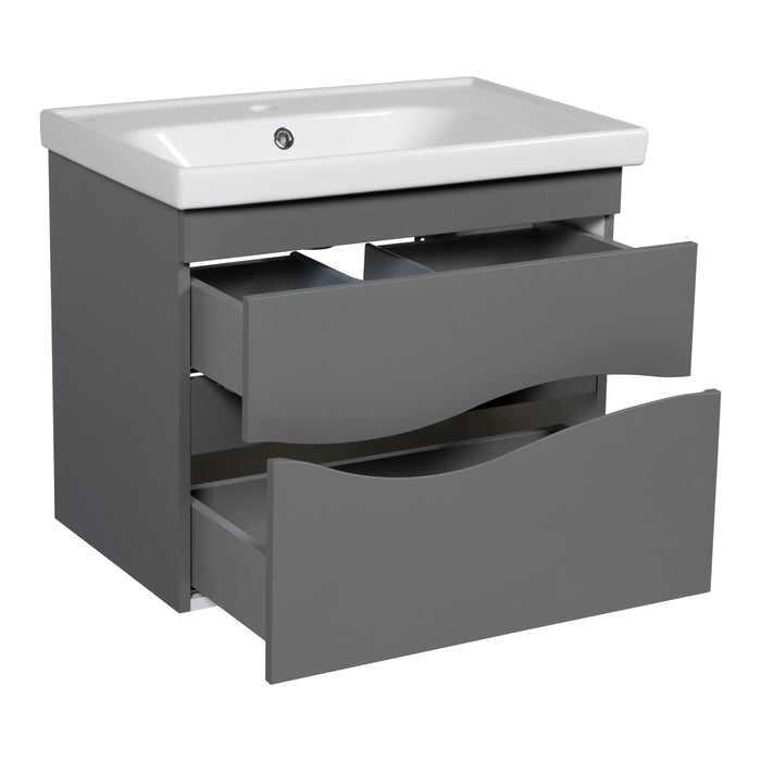 Wave Wood Gray Matte Bathroom Vanity Gray Matte 3