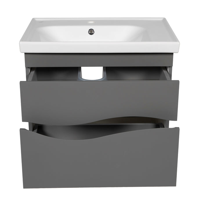 Wave Wood Gray Matte Bathroom Vanity Gray Matte 6