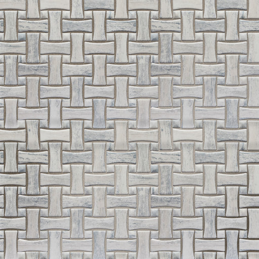 Cassis Porcelain Dog Bone Basketweave White w/ White Dot Mosaic Satin 1
