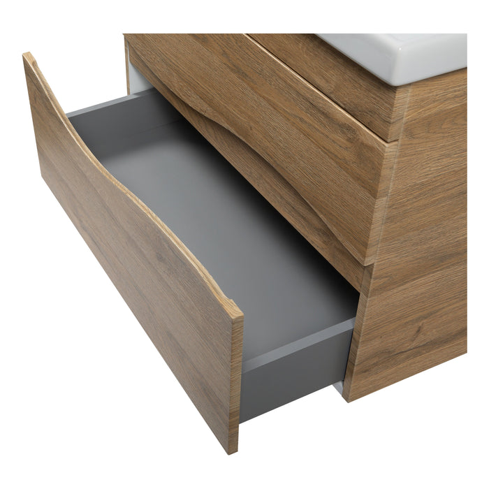 Wave Wood Teak Natural  Bathroom Vanity Teak Natural 4