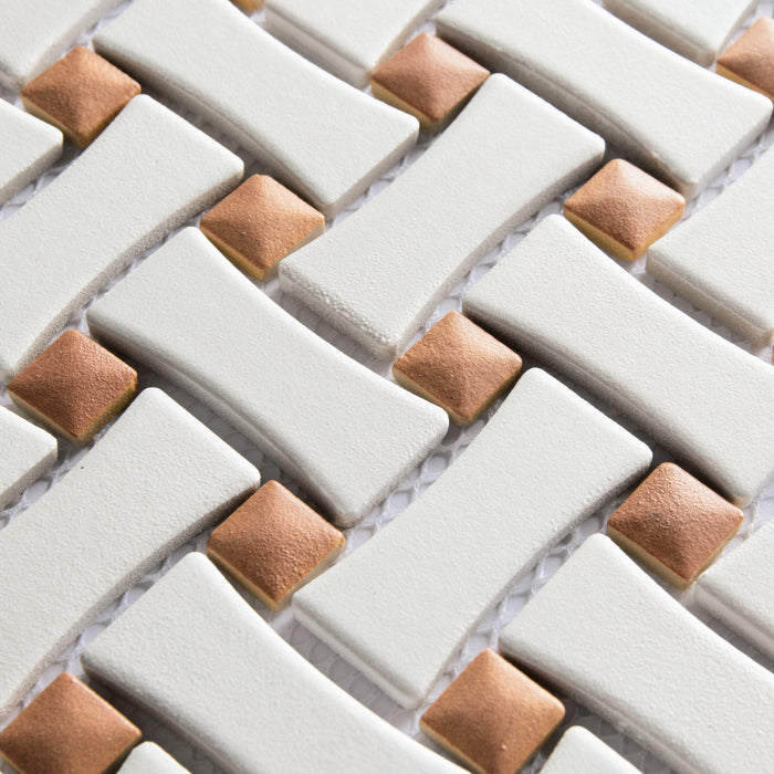 Sentier Porcelain des Cotto Dot with White Dog Bone Bsktwv Mosaic Satin 8