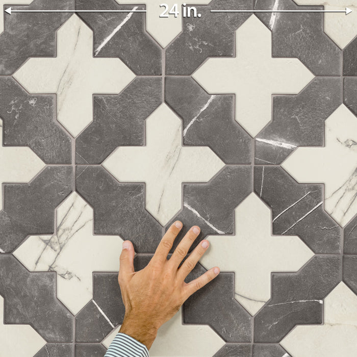 Istanbul Porcelain Templar Shield Night with Day Cross Tile Mixed 8