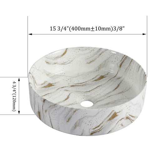 Ceramic White & Gray Bathroom Sink White & Gray 2