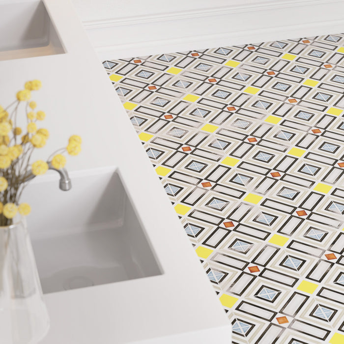 Vaudeville Porcelain Octagon Deco Ritter with Taco Lima Tile Matte 6