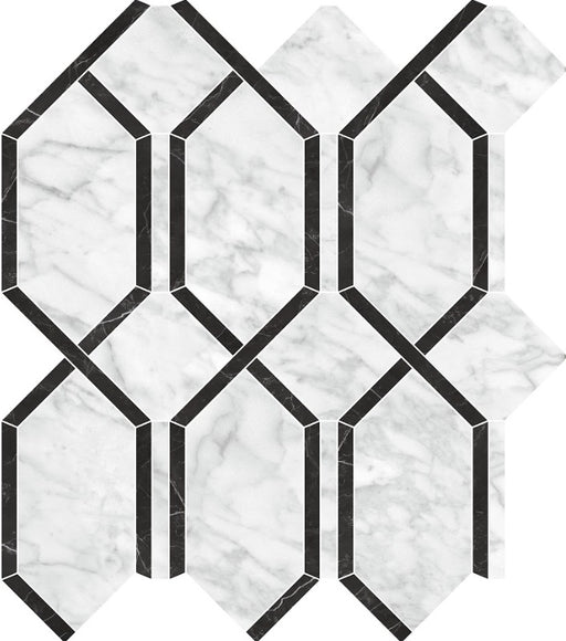 Full Sheet Sample - La Marca Carrara Gioia Modella Porcelain Mosaic - 11.75" x 13.75" Polished