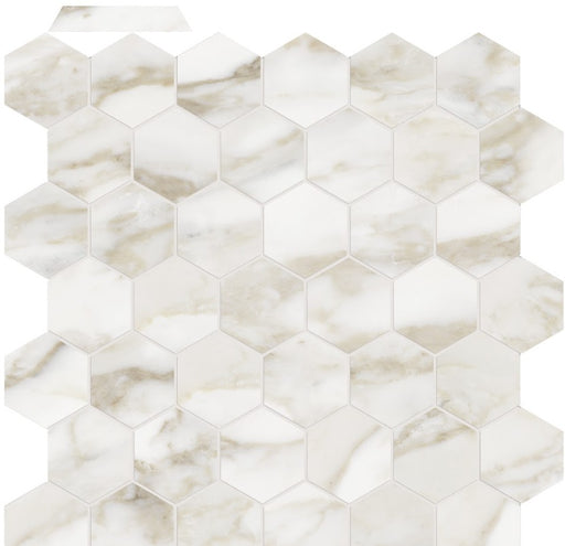 Full Sheet Sample - La Marca Calacatta Paonazzo Hexagon Porcelain Mosaic - 2" x 2" Matte