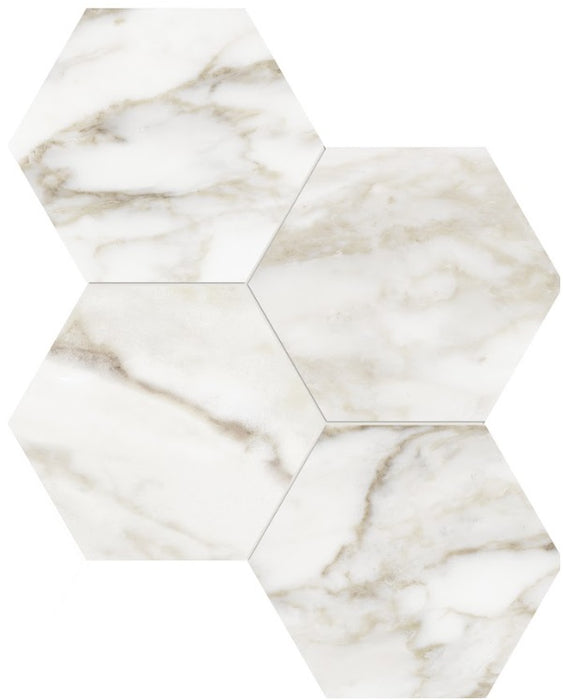 Full Sheet Sample - La Marca Calacatta Paonazzo Hexagon Porcelain Mosaic - 6" Polished