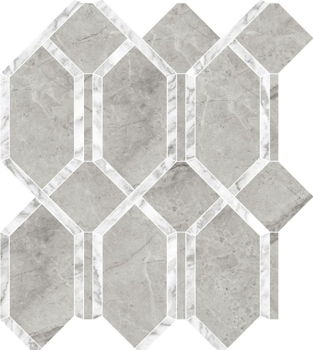 Full Sheet Sample - La Marca Paradiso Argento Modella Porcelain Mosaic - 11.75" x 13.75" Polished