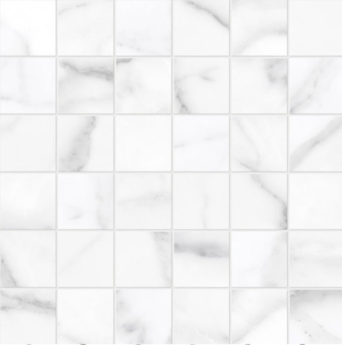 Full Sheet Sample - La Marca Statuario Nuovo Porcelain Mosaic - 2" x 2" Matte