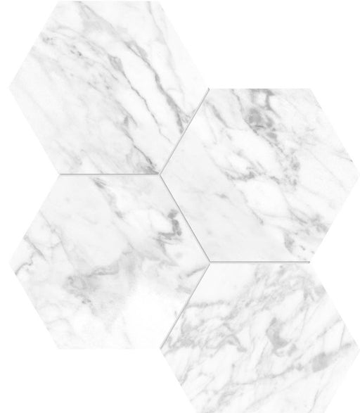 Full Sheet Sample - La Marca Statuarietto Hexagon Porcelain Mosaic - 6" x 6" Polished