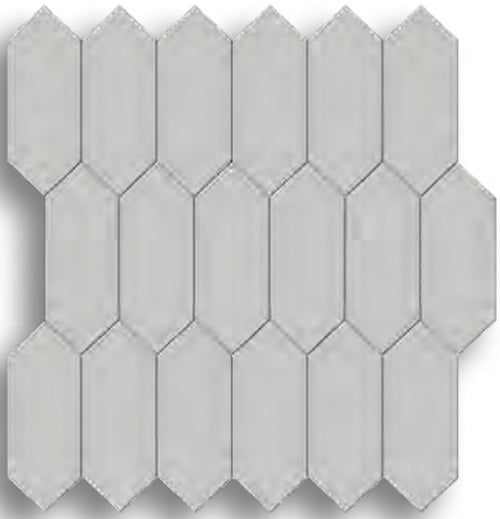 Full Sheet Sample - Soho Loft Grey Picket Fence Ceramic Mosaic - 2" x 5" Glossy