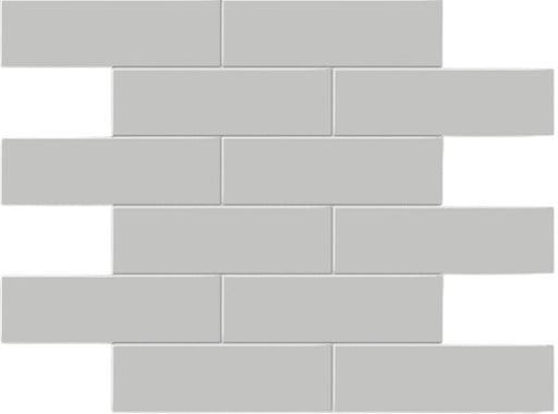 Full Sheet Sample - Soho Loft Grey Brick Ceramic Mosaic - 2" x 6" Glossy