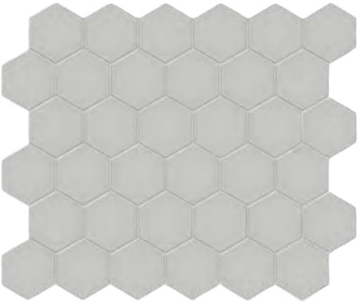 Full Sheet Sample - Soho Loft Grey Hexagon Ceramic Mosaic - 2" x 2" 6 MM Matte