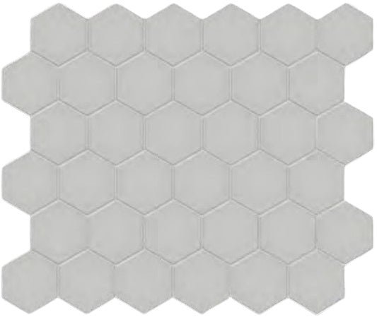 Full Sheet Sample - Soho Loft Grey Hexagon Ceramic Mosaic - 2" Matte