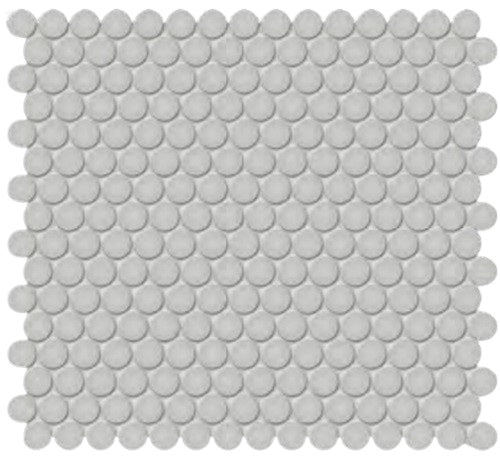 Full Sheet Sample - Soho Loft Grey Penny Round Ceramic Mosaic - 0.75" Matte