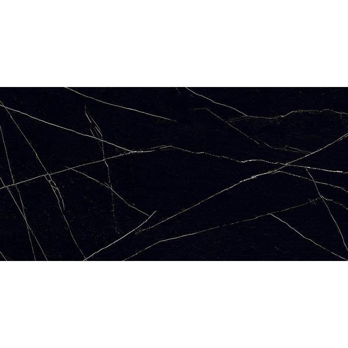 Arya Nero Marquina Porcelain Tile - Polished