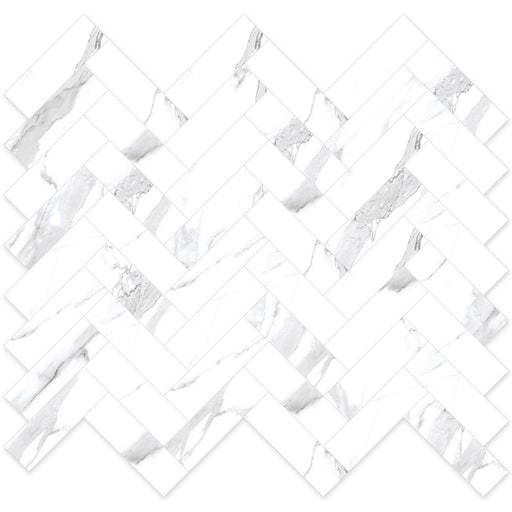 Arya Statuario Leo Porcelain Mosaic - 0.9" x 3" Herringbone