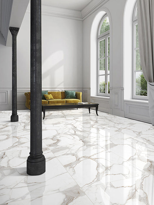 Arya Statuario Platina Porcelain Tile - Polished