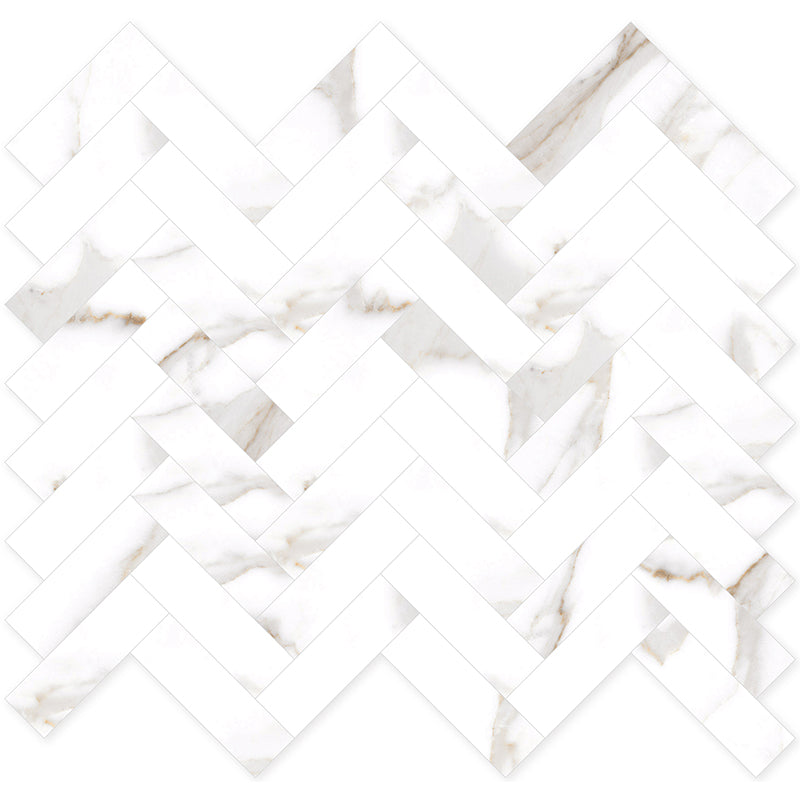 Arya Statuario Platina Porcelain Mosaic - 0.9" x 3" Herringbone