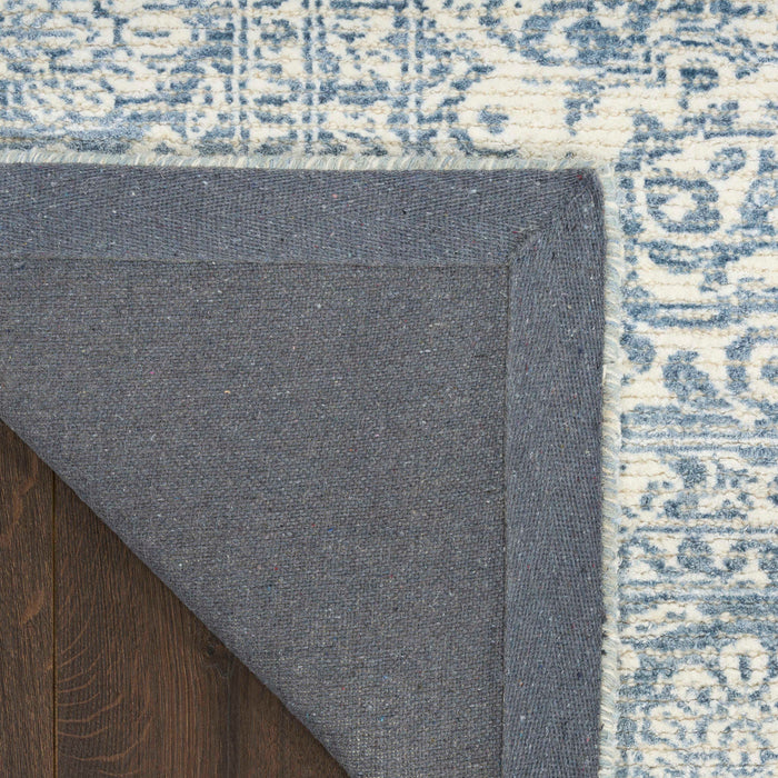 Azalea Ivory Blue AZA01 Wool Blend Farmhouse Area Rug - 8 Ft x 10 Ft