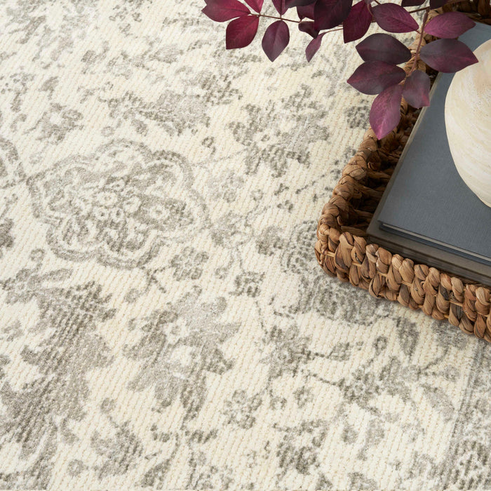 Azalea Ivory Grey AZA01 Wool Blend Farmhouse Area Rug - 2 Ft x 10 Ft