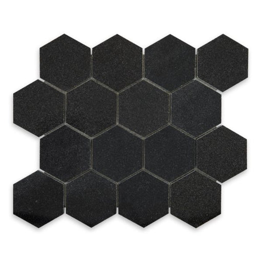 Absolute Black Polished Granite Mosaic - 3" Hexagon