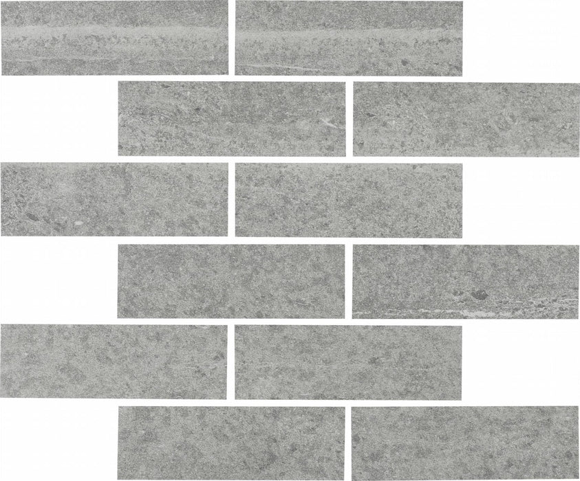 Full Sheet Sample - Adrock Nickel Random Linear Porcelain Mosaic - 12" x 14" x 8 MM Matte