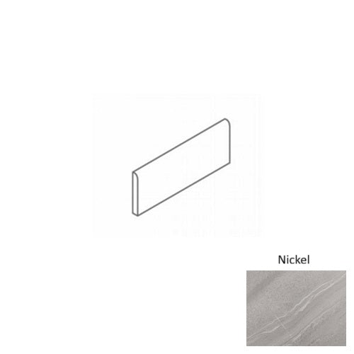 Full Liner Sample - Adrock Nickel Porcelain Bullnose - 3" x 12" x 8 MM Matte