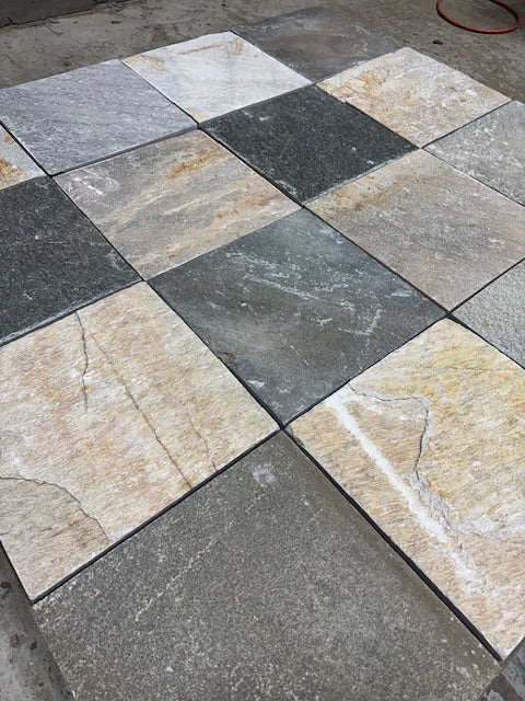 Amber Gold Quartzite Tile - 12" x 12" Natural Cleft