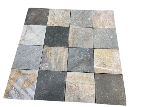 Full Tile Sample - Amber Gold Quartzite Tile - 12" x 12" x 3/8" - 3/4" Natural Cleft