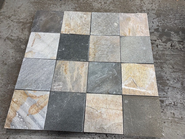 Amber Gold Natural Cleft Quartzite Tile - 12" x 12"