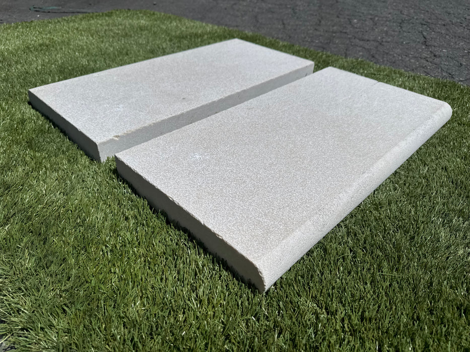 Antalya Cream Marble Bullnose Coping - Sandblasted & Brushed