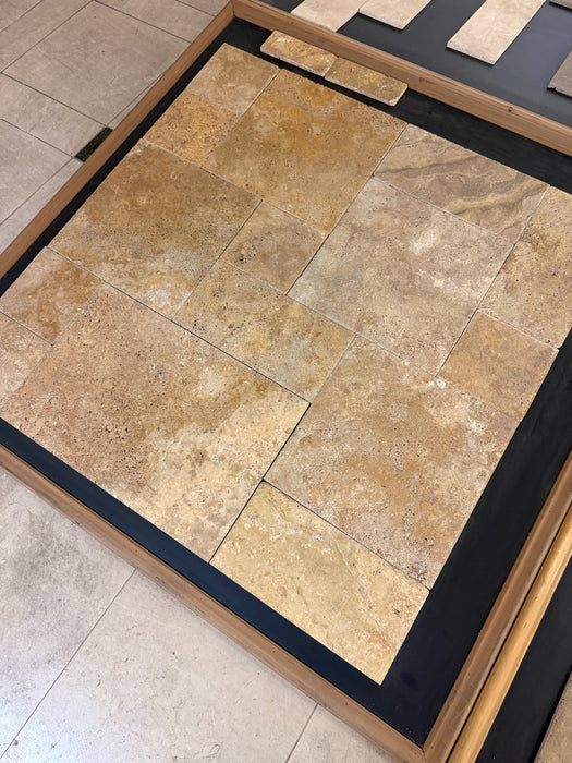 Antique Blend Travertine Versailles Pattern - Chiseled & Brushed