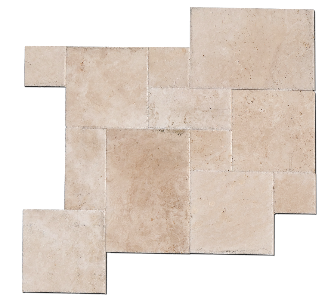 Antique Ivory Brushed Travertine Pattern - Various Sizes x 1/2"