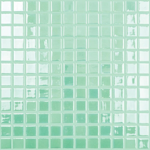 Full Sheet Sample - Aquatica Glow Aqua / Green Glow Mosaic - 1" x 1" Glossy
